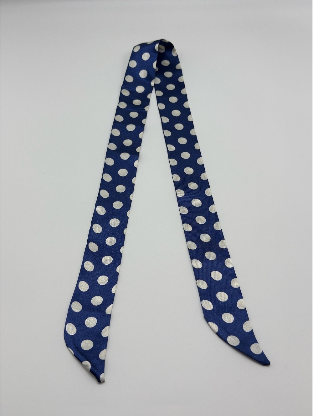 Blue Polka Dot Skinny Scarf